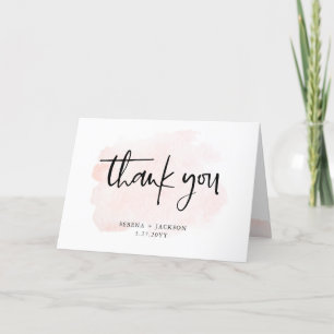 Cartão De Agradecimento Casual Script   Blush Minimalist Wedding