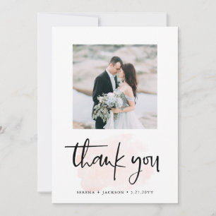 Cartão De Agradecimento Casual Script   Casamento de Fotografia do Minimal