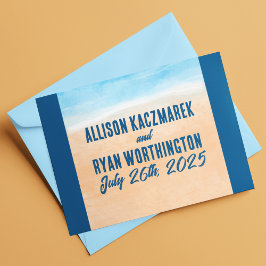 Cartão De Agradecimento Casual Watercolor Beach Wedding