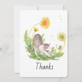 Cartão De Agradecimento Cat com Dandelions Personalizáveis