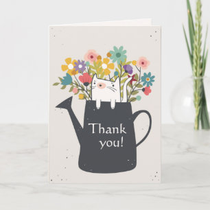 Cartão De Agradecimento Cat In A Watering Can Card (Photo Optional)