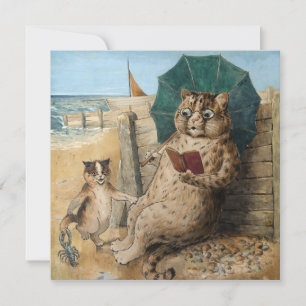 Cartão De Agradecimento Cat Lendo um Livro de Louis Wain