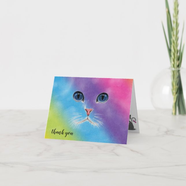 Cartão De Agradecimento Cat Pet Care Obrigado (Frente)