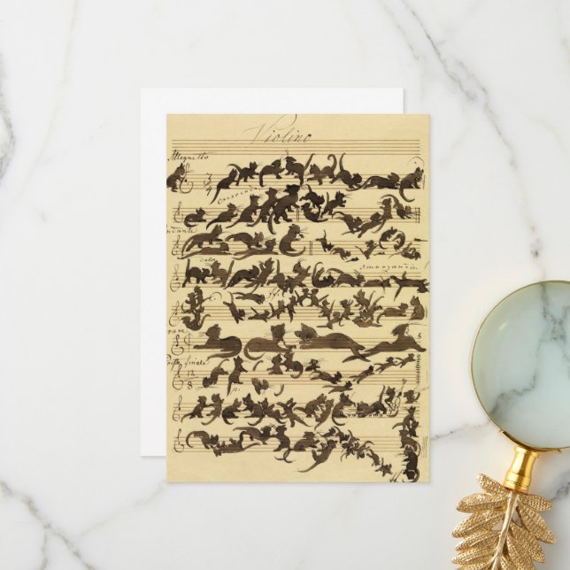 Cartão De Agradecimento Cat Symphony de Moritz von Schwind (Frente/Verso In Situ)