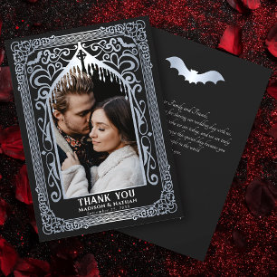 Cartão De Agradecimento Catedral de Vampiros Gótica Prateada Foto Casament