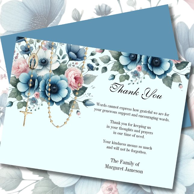 Cartão De Agradecimento Católica Floral Rosário Sinopatia de Condolência F (Criador carregado)