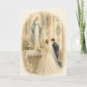 Cartão De Agradecimento Católico Antigo Santuário de Casamento Nossa Senho