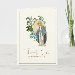 Cartão De Agradecimento Católico Funeral de Condolências Maria Floral