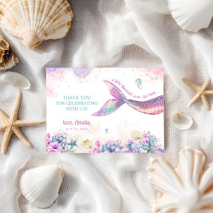 Cartão De Agradecimento Cauda de sereia pastel Oceano Menina Grata