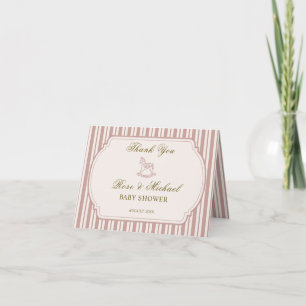 Cartão De Agradecimento Cavalo de Balanço Vintage Chic Blush