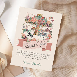 Cartão De Agradecimento Cavalo de Carrossel Aniversário Carnaval