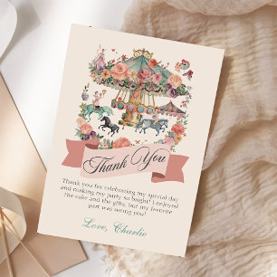 Cartão De Agradecimento Cavalo de Carrossel Aniversário Carnaval