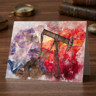 Cartão De Agradecimento Cavalo de pau ícone texano aquarela com a bandeira