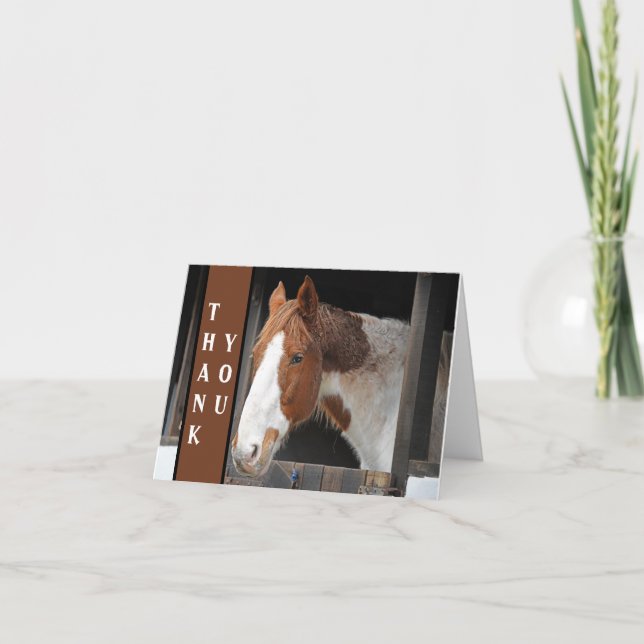 Cartão De Agradecimento Cavalo Ginger no Amante de os animais da Fazenda (Frente)