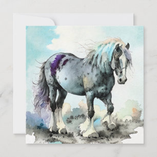 Cartão De Agradecimento Cavalo Shire Paciente Aquarela