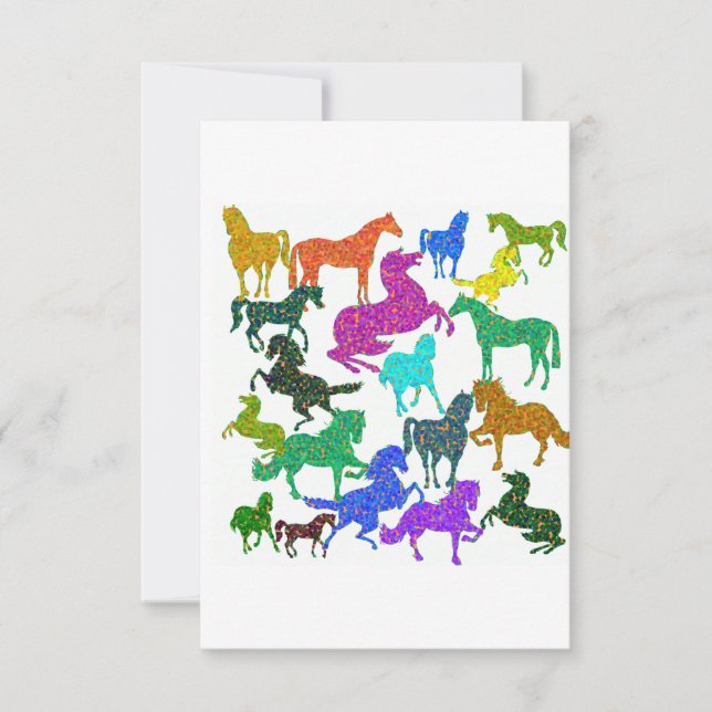 Cartão De Agradecimento Cavalos Arco-Íris - "Dotty sobre Cavalos!" (Frente)