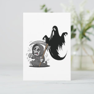 Cartão De Agradecimento Ceifador assustado e fantasma.