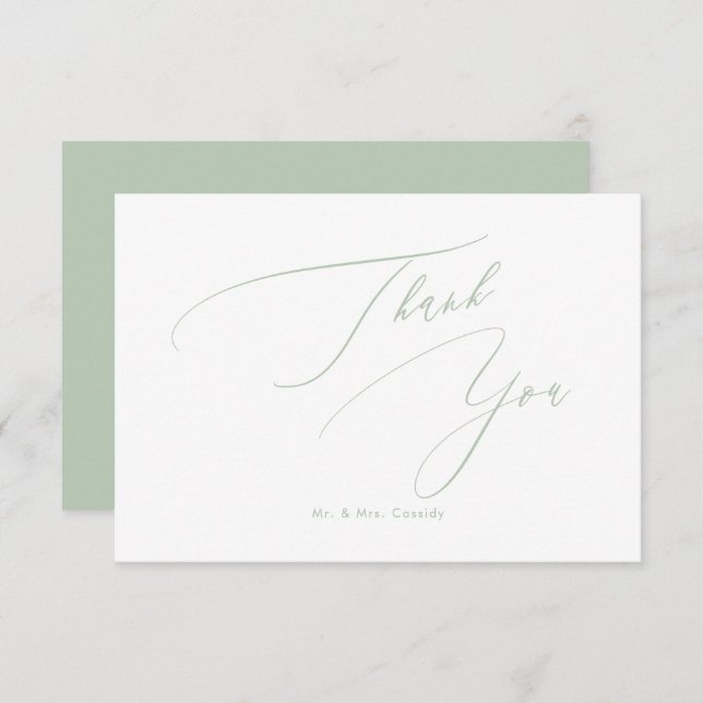 Cartão De Agradecimento Celadon Green DIY cores Luxe Script Obrigado (Frente/Verso)