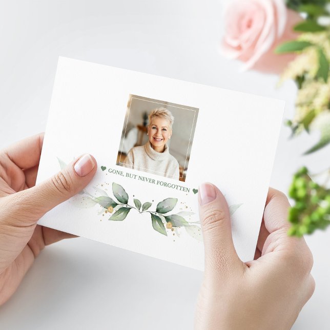 Cartão De Agradecimento Celebração da Vida Eucalyptus Airy Greenery (celebration of life thank you, greenery photo thank you card, in loving memory thank you card)