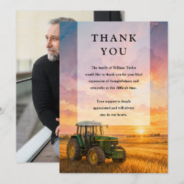 Cartão De Agradecimento Celebração da Vida Funeral Foto Trator Agricultor