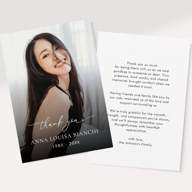 Cartão De Agradecimento Celebração da Vida pelo Funeral do Serviço Memoria (Criador carregado)