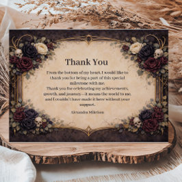 Cartão De Agradecimento Celebração de Aniversário Floral de Caveira Gótica