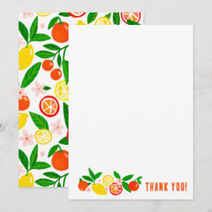 Cartão De Agradecimento Celebração de Citros Cor Personalizada Nota Colori