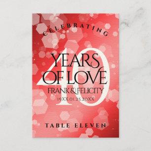 Cartão De Agradecimento Celebração do Aniversário do Casamento Ruby, 40º E