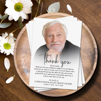 Cartão De Agradecimento Celebração do Funeral de Foto da Vida