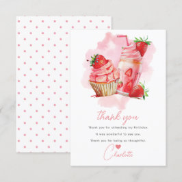 Cartão De Agradecimento Celebração Doce Aniversário de Morango