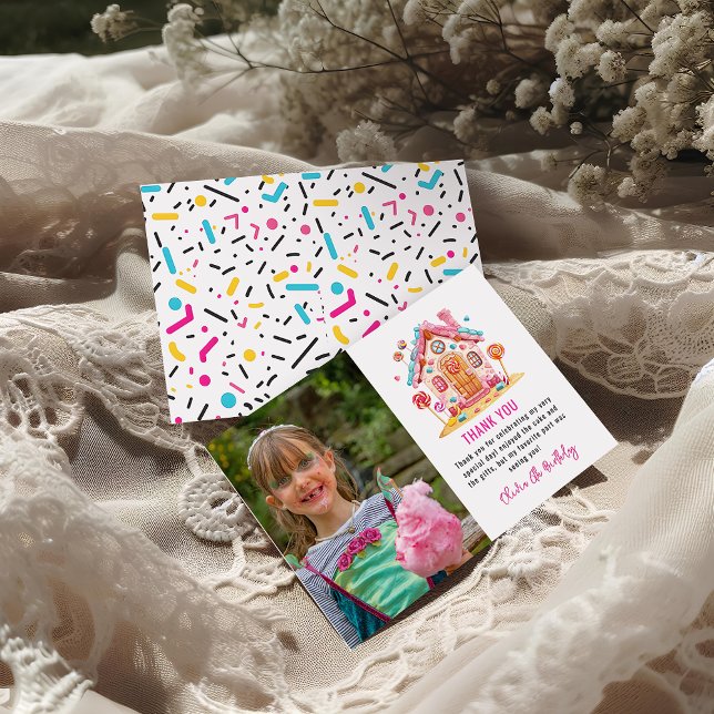 Cartão De Agradecimento Celebração Doce Terra Do Chocolate Festa de Aniver (Candyland Sweet Celebration Kids Birthday Party  thank you card)