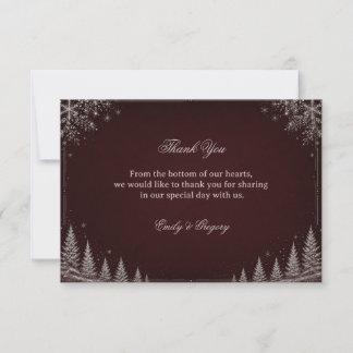 Cartão De Agradecimento Celebração Elegante de Floresta de Inverno Burgund