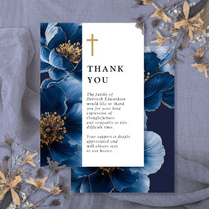 Cartão De Agradecimento Celebração Floral Cristã marinho Azul Da Vida