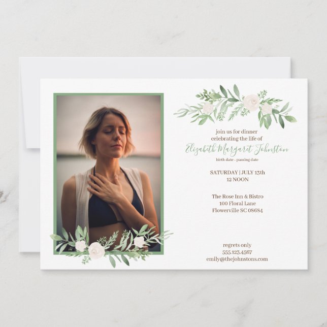 Cartão De Agradecimento Celebração floral do marfim elegante do funeral da (Frente)