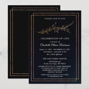 Cartão De Agradecimento Celebração Floral Dourada e Negra da Vida Convid