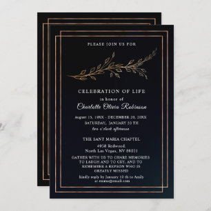 Cartão De Agradecimento Celebração Floral Dourada e Negra da Vida Convidad