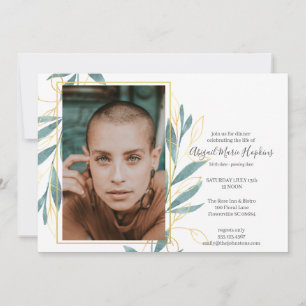 Cartão De Agradecimento Celebração floral verde Dourado do funeral da vi