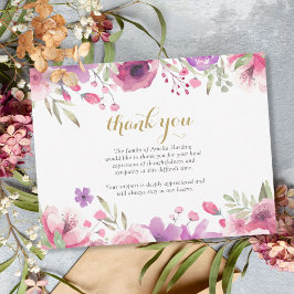 Cartão De Agradecimento Celebração Funerária Flor de Vida Rosa