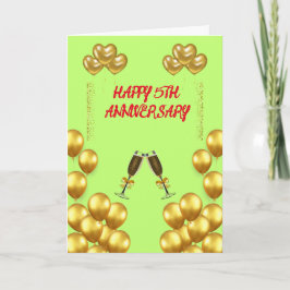 Cartão De Agradecimento Celebrando 5 de Casamento Aniversário Amor e Alegr