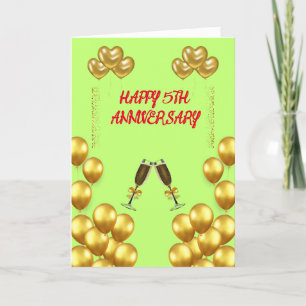 Cartão De Agradecimento Celebrando 5 de Casamento Aniversário Amor e Alegr