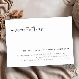 Cartão De Agradecimento Celebrar Convidado De Chá de fraldas De Caligrafia