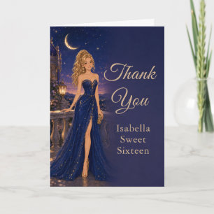 Cartão de Agradecimento Celeste Azul Sweet Sixteen