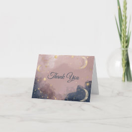 Cartão De Agradecimento Celestial Baby Shower Thank You Card | Gold Moon