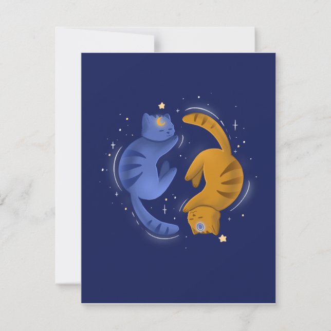 Cartão De Agradecimento Celestial Cats Notecard (Frente)
