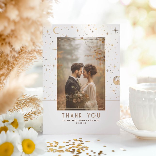 Cartão De Agradecimento Celestial e Mística Noite Estrelada Obrigado Foto (Stars Thank You Photo Card)