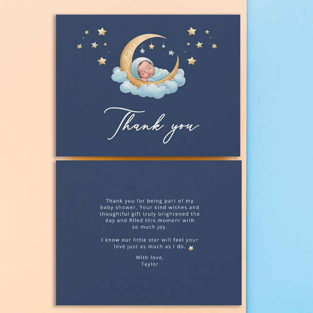 Cartão De Agradecimento Celestial Moon Stars Baby Shower Thank You Card (Criador carregado)