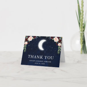 Cartão De Agradecimento Celestial Wedding Sky Moon Stars Nota Floral