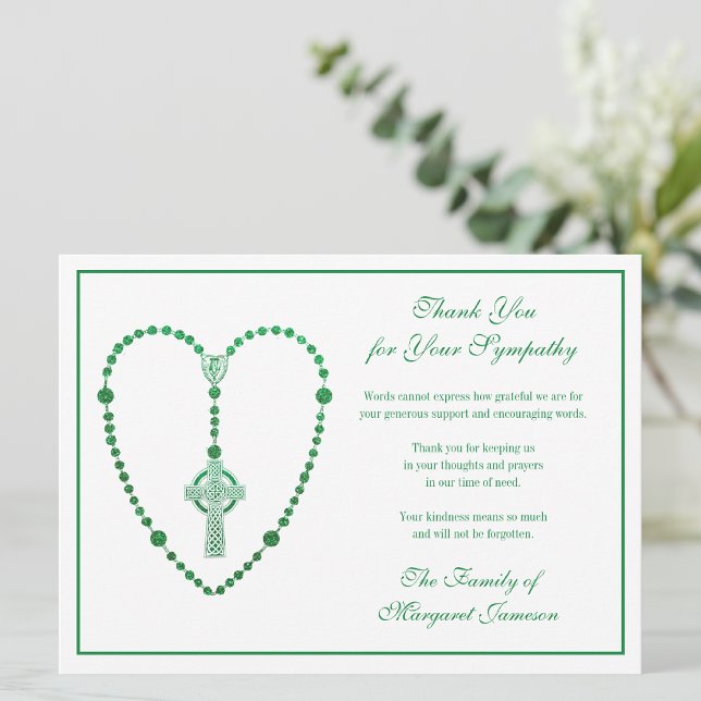 Cartão De Agradecimento Celtic Cross Rosary Simpatia Funeral Obrigado (Criador carregado)