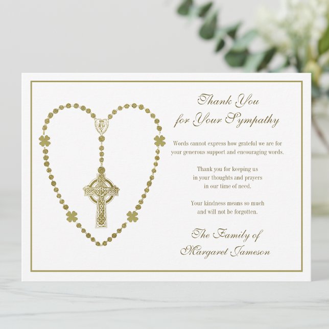 Cartão De Agradecimento Celtic Cross Rosary Simpatia Funeral Obrigado (Criador carregado)