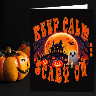 Cartão De Agradecimento Cemitério de Halloween fofo Fantasma e Jack-O-Lant